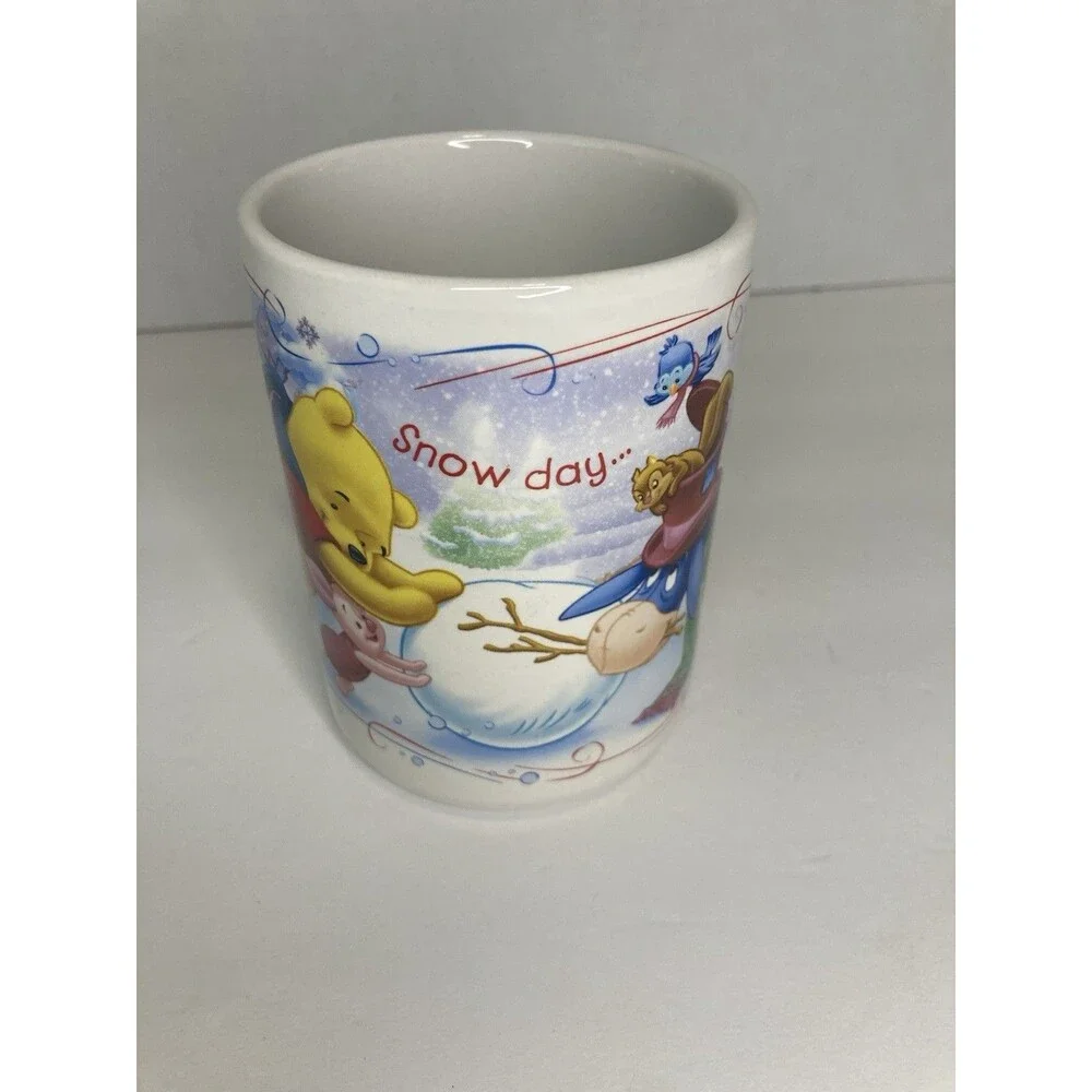Disney Winnie the Pooh Coffee Cup Mug Tiger Eeyore Snow Day Time For Play